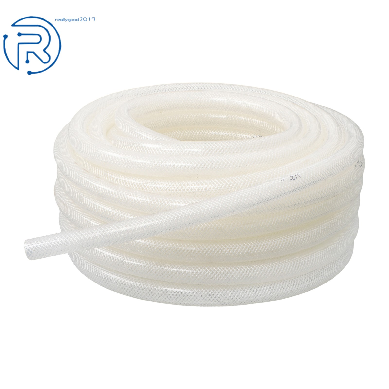 1/2" ID 50 ft Heavy Duty Braided Clear Plastic Vinyl Tubing PVC Tube Hose 15Bar