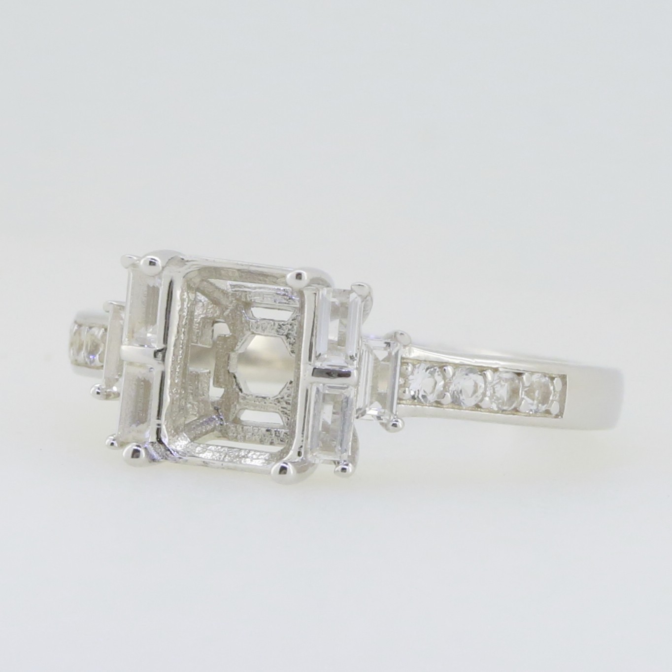 Sterling Silver Semi Mount Ring Setting Pear Cut PE 6x4mm Bypass Ring