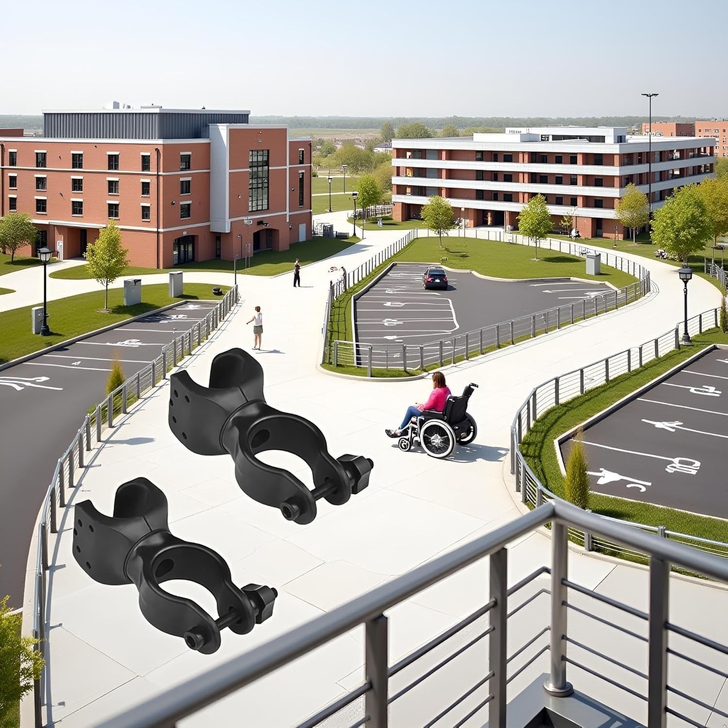 2 Pack Black Durable Walking Stick Holders, Cane Holder, Wheelchair