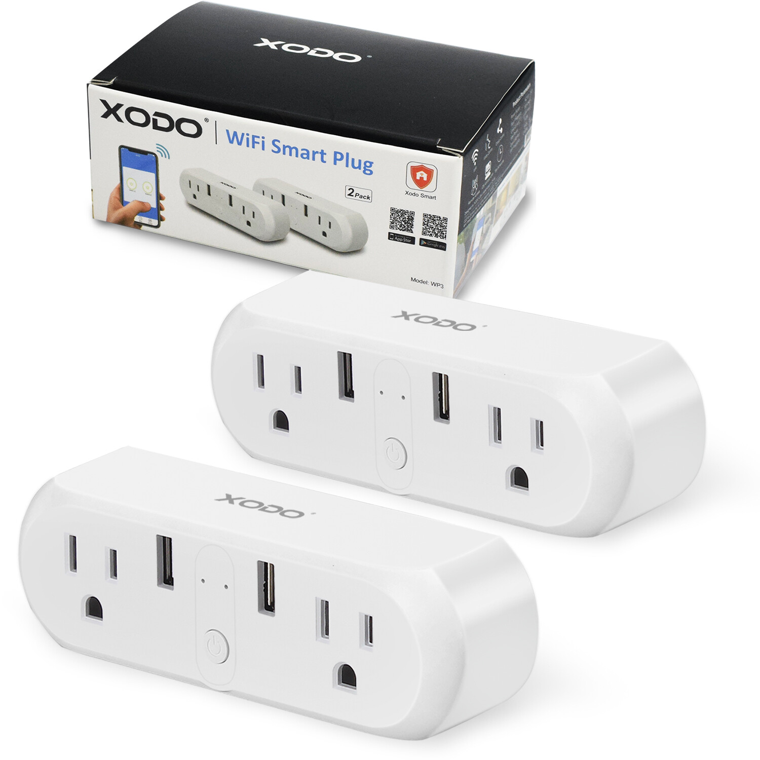 XODO WiFi Smart Plug Power Switch, 2 Outlet 2 USB Alexa Echo Smart Home 2-Pack