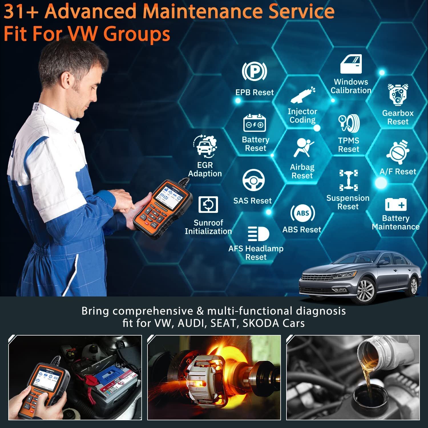fit for VW/Audi All System Scanner OBD2 Bidirectional Car Diagnostic Scan Tool