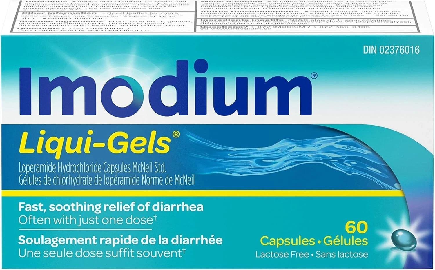 Imodium Liqui-Gels - Fast Relief of Diarrhea  Antidiarrheal - 60 Liquid Capsules