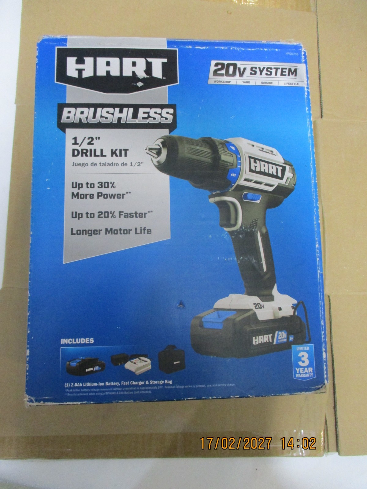 Hart 20 Volt Cordless Brushless 1/2" Drill Kit New In Sealed Box
