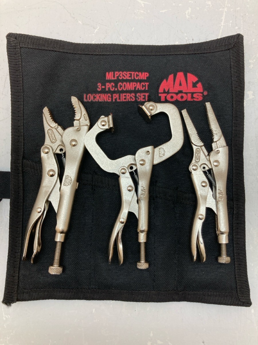 Mac Tools MLP3SETCMP 3-Piece Compact Locking Plier Set Swivel Contact Secure