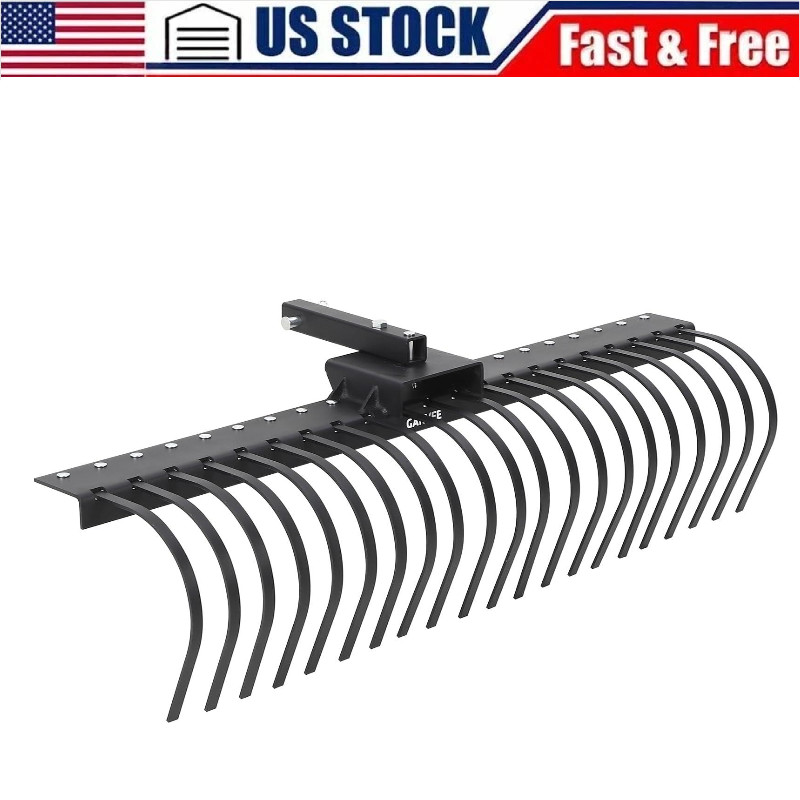 💎Tow Behind Landscape Rake 60" Lawn Tow Dethatcher with 21 Steel Coil Tines 3 P