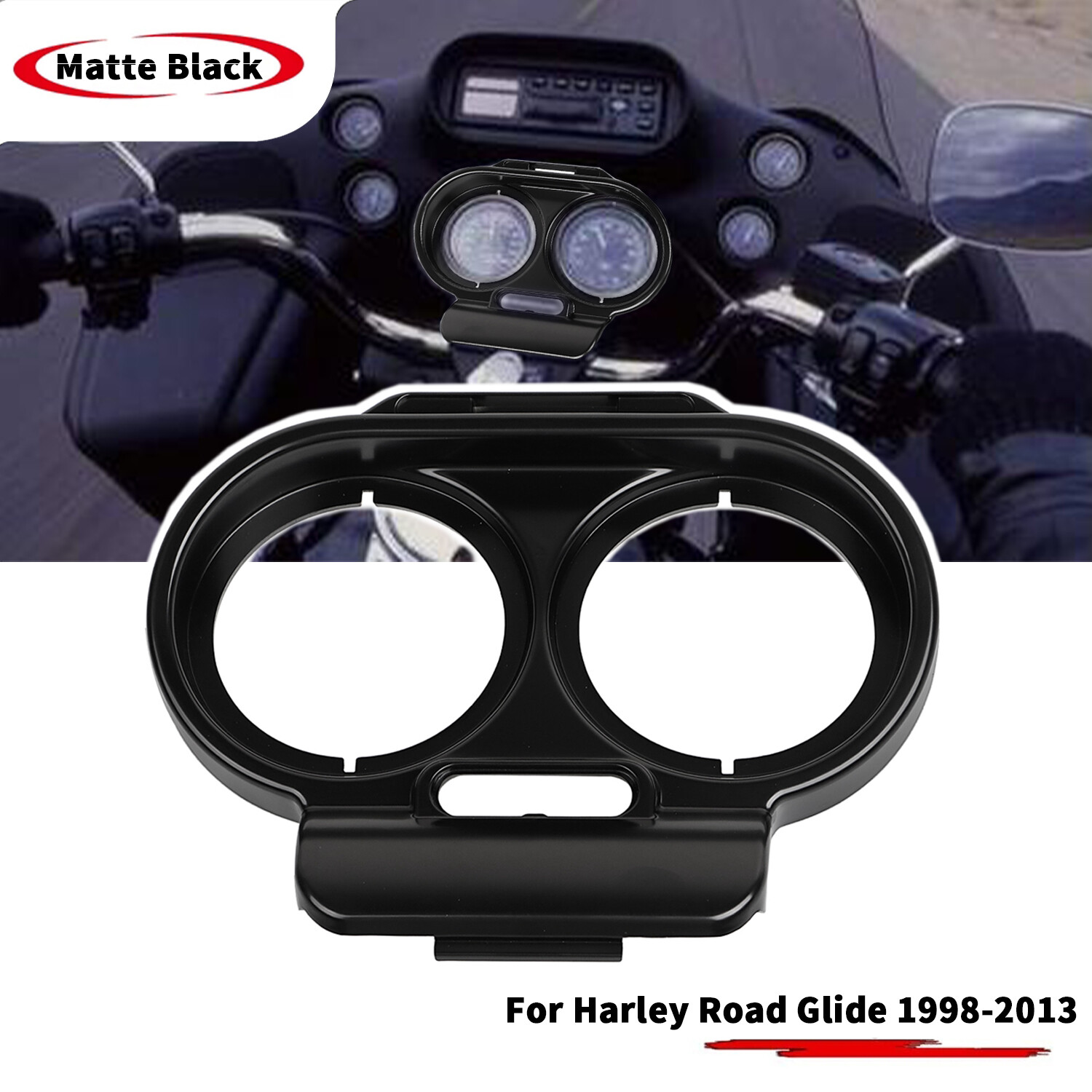 Black Gauge Cover Nacelle Fairing For Harley Road Glide Custom Ultra FLTRU 98-13