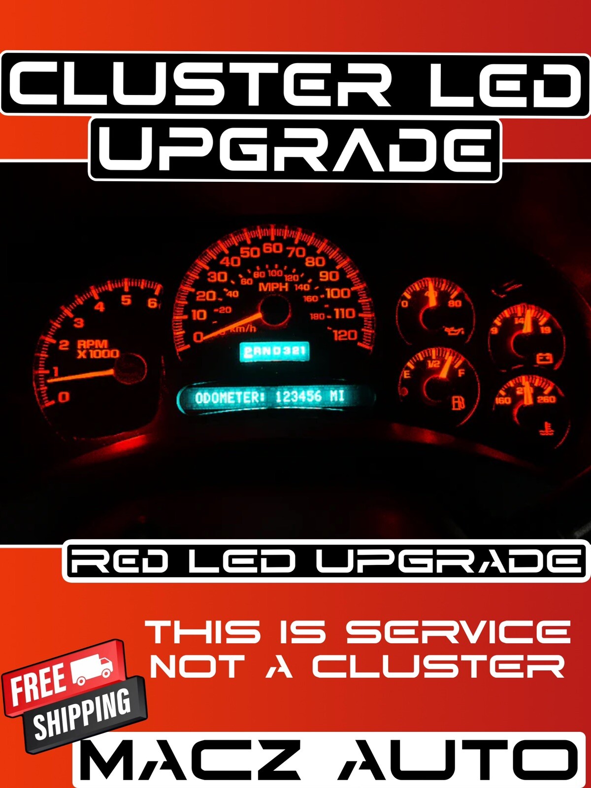 2003 - 2006 GM Chevy Speedometer Instrument Gauge Cluster Repair w/Red LED's
