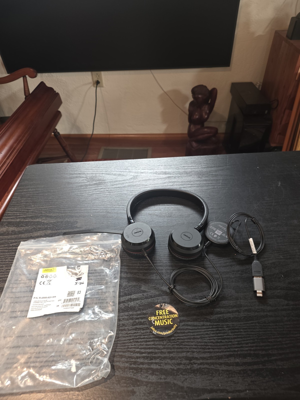 Jabra HSC016 4999-823-309 Evolve 20 SE UC Stereo Corded headset USB-C Adapter