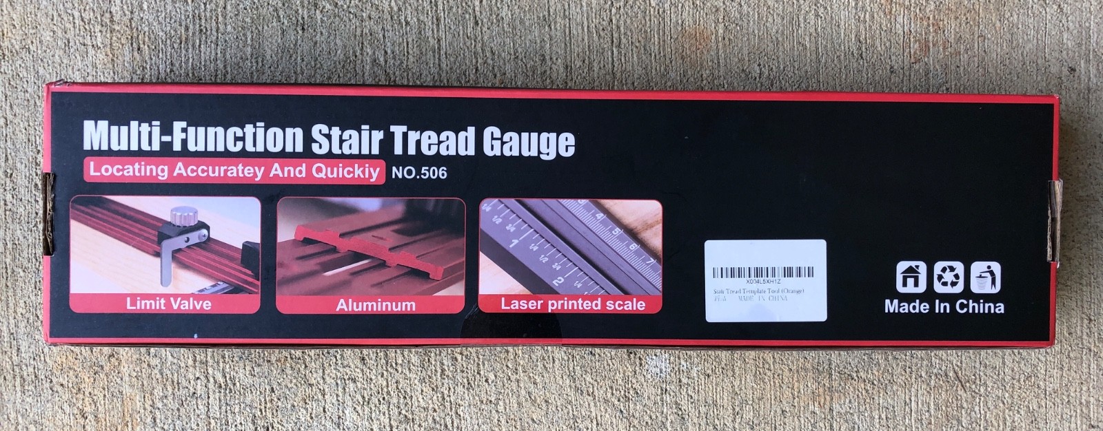 Stair Tread Template Tool - YGRSH Multi-Function Stair Tread Gauge #506 - Orange