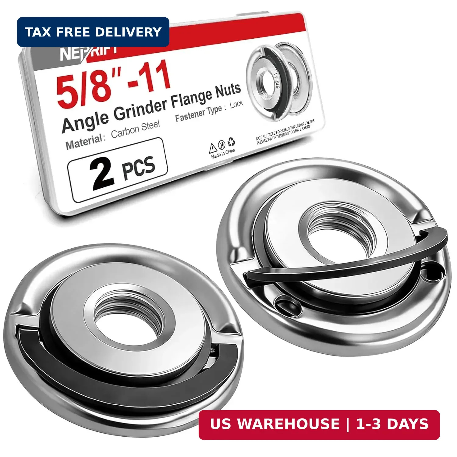 2 Pcs 5/8- Angle Grinder Flange Nuts with 5/8- Inch Thread, Quick Change Lock...