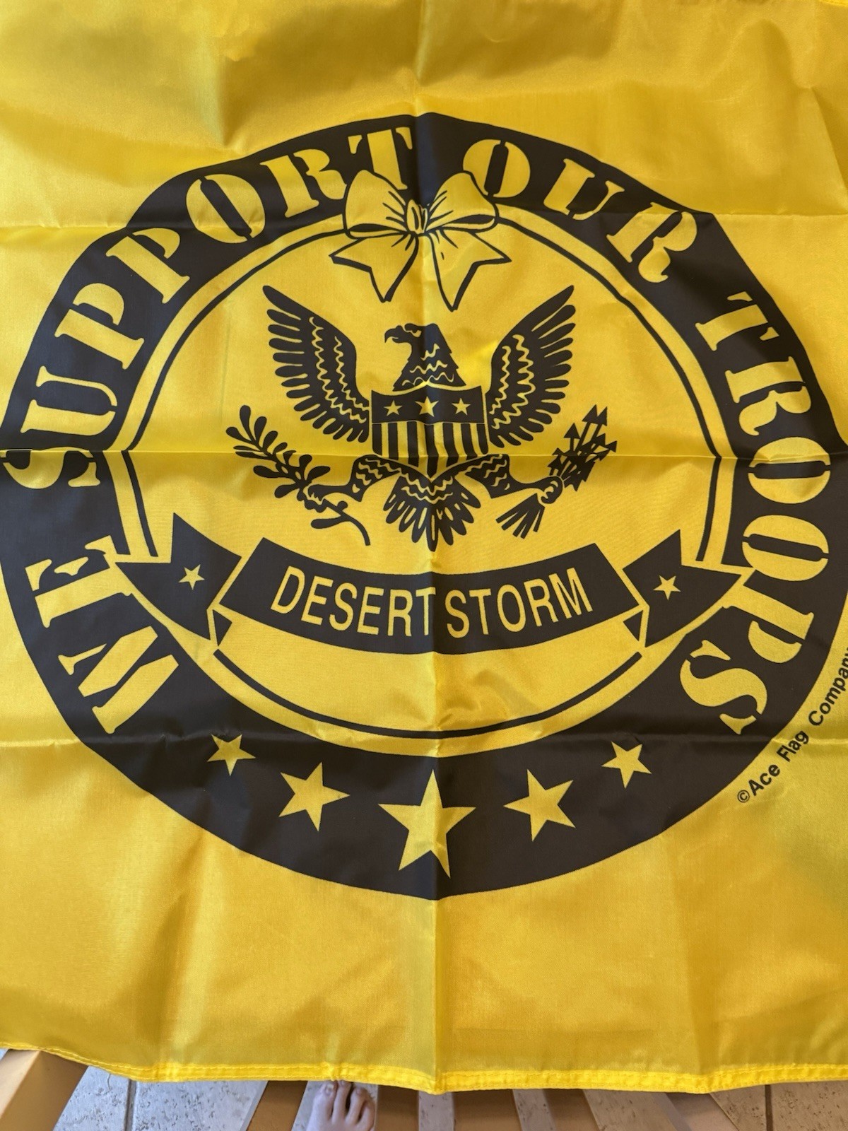 Vintage Operation Desert Storm “Support Our Troops” Eagle Flag 56”x36”