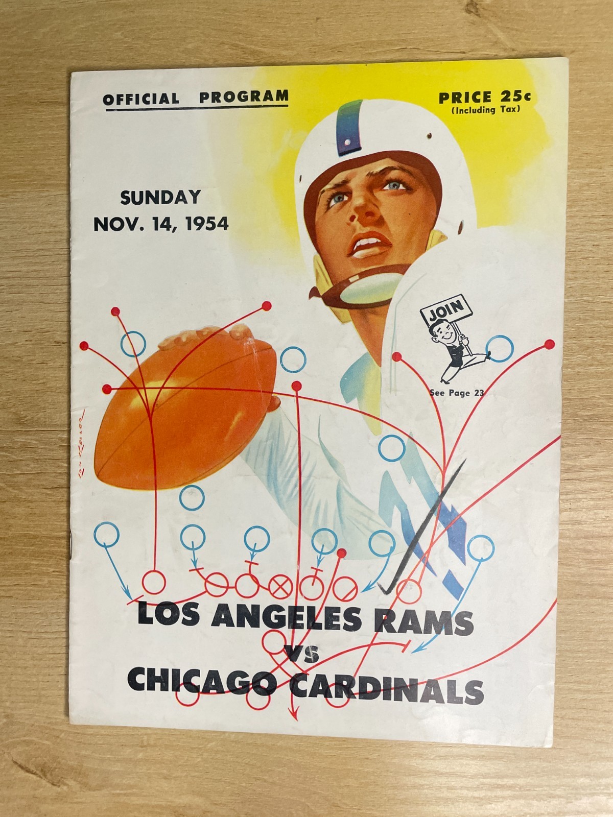 Vintage Los Angeles Rams Vs. Chicago Cardinals November 14, 1954 Program B3394