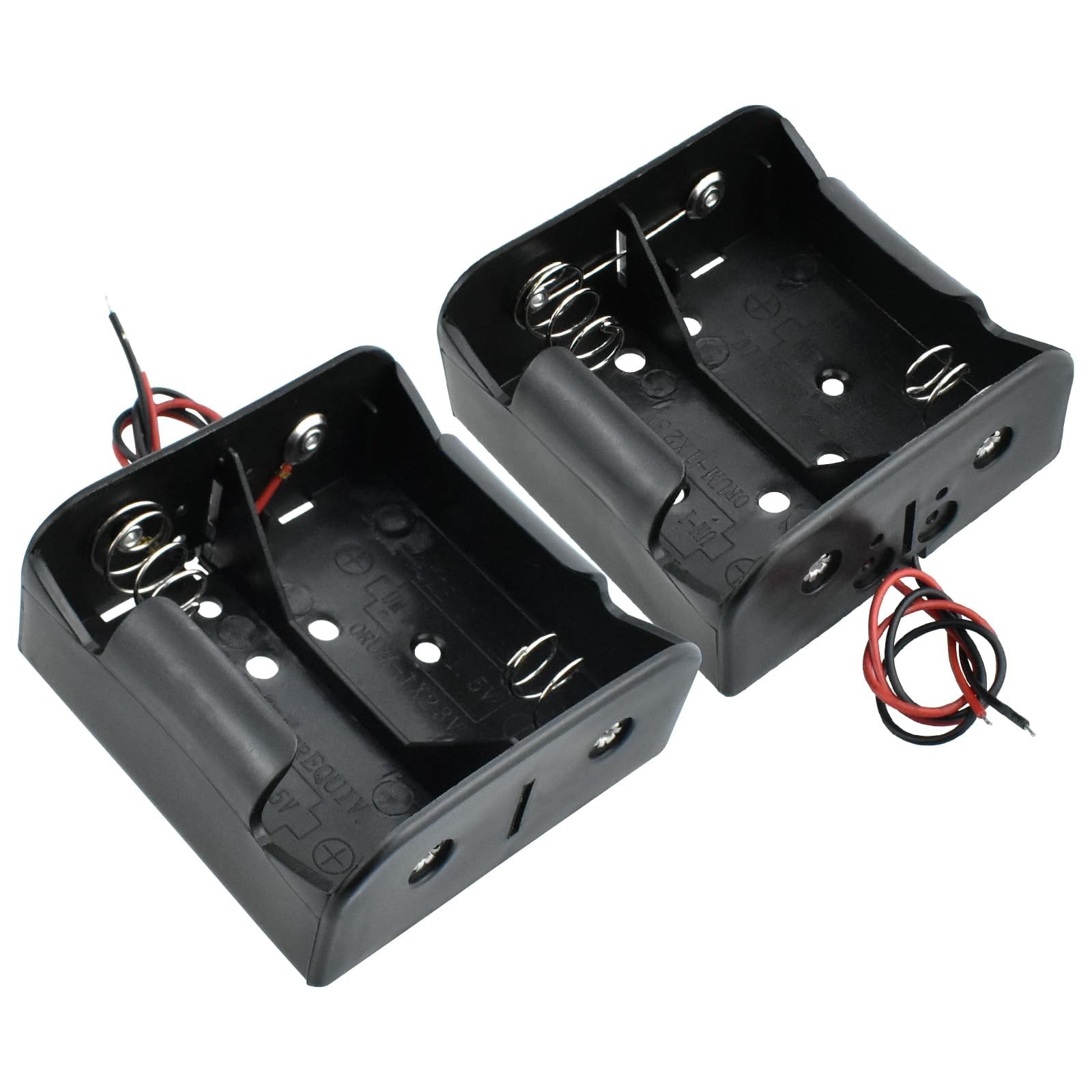 2-Pack 2 Slot D Cell Battery Holder 3V D Size Battery Case Box with Wire Leads