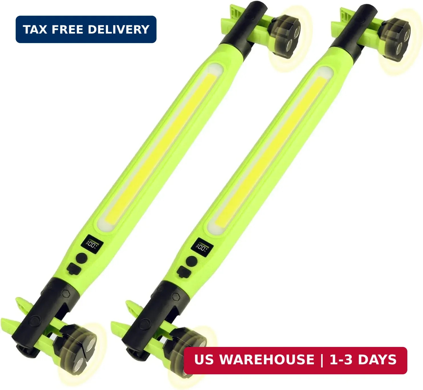 2 Pack Rechargeable LED Work Light, 3000LM Portable Mechanic Light with Magnetic
