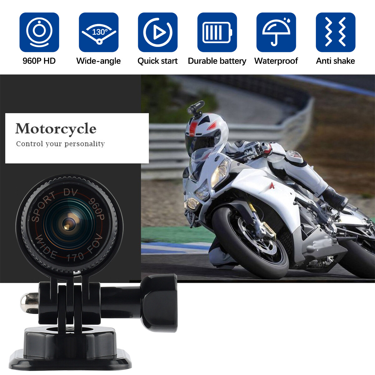 Bike Motorcycle Helmet Camera Mini Sports Video Action Camera Outdoor Recorder