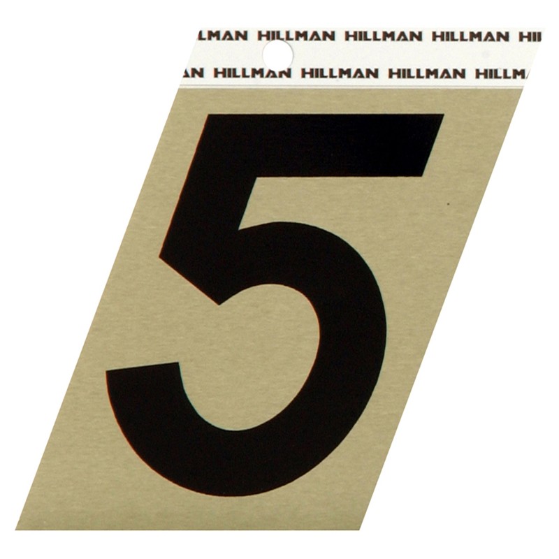 Hillman 3 in. Reflective Black Vinyl Self-Adhesive Number 5 (3-pack)