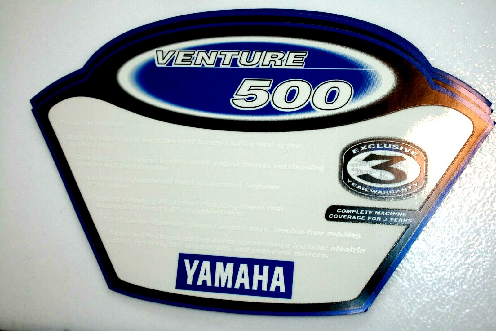 NOS YAMAHA DEALER SALES AID SNOWMOBILE WINDSHIELD 1999 VENTURE 500