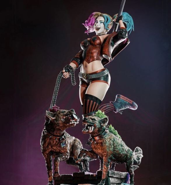 UNPAINTED Harley Quinn Hyenas Batman Joker Diorama 3d Printed Model Kit