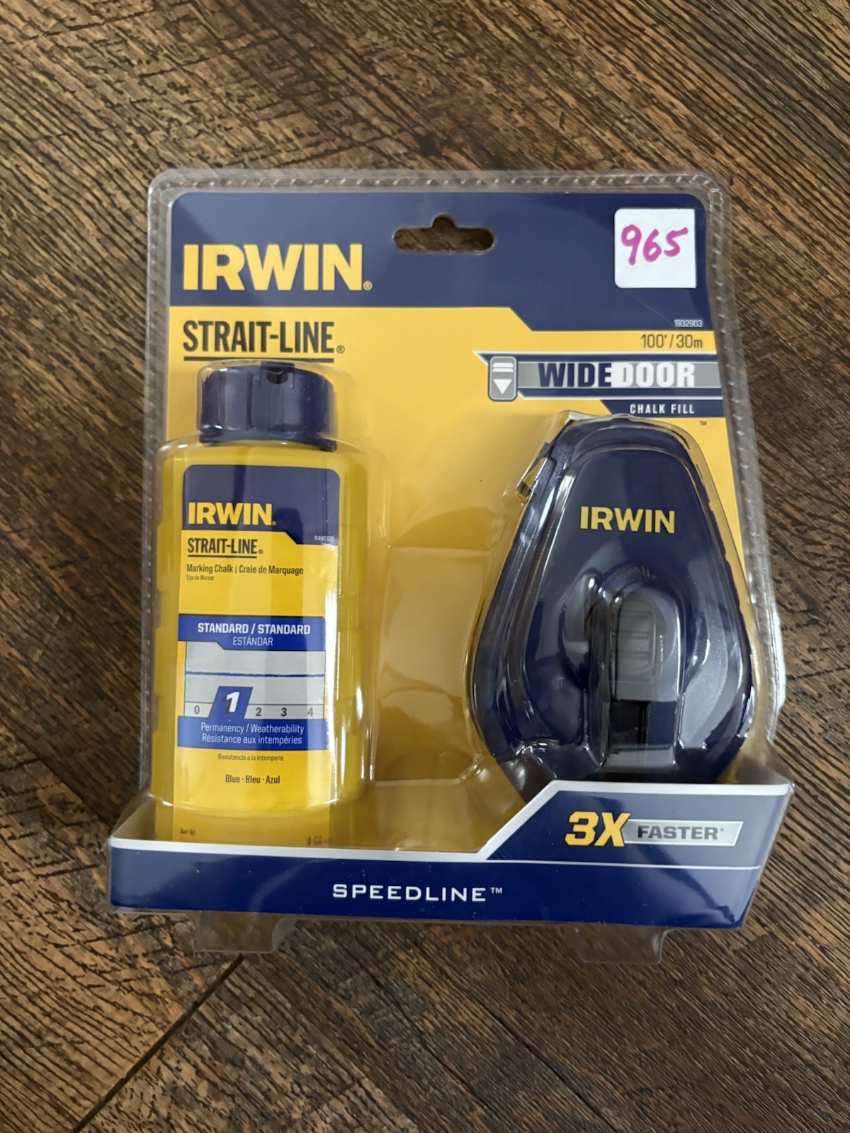 IRWIN Strait-Line Chalk Line Kit 100ft/30m Wide Door Chalk Fill 3X Faster