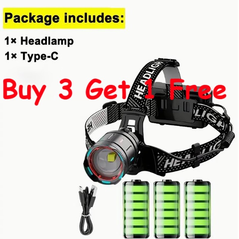 99000LM Tactical  LED Headlamp USB Rechargeable Super Bright Zoomable Head Torch