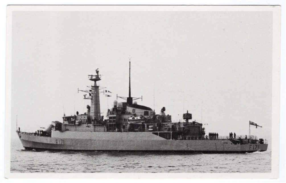1983 PC British Frigate F171 HMS Active - Falklands War Original Postcard