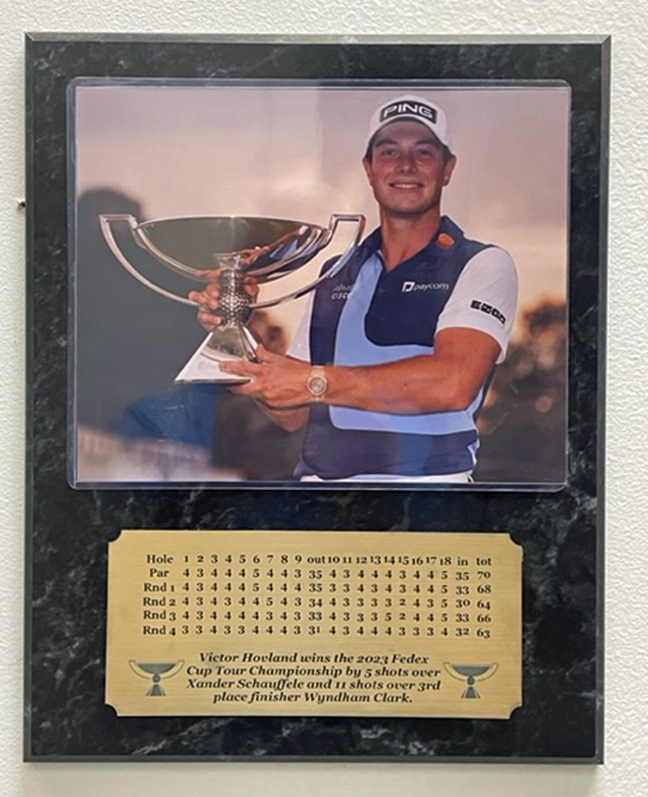 Victor Hovland 2023 Fedex Cup Champion 8x10 Photo Plaque w engraved nameplate