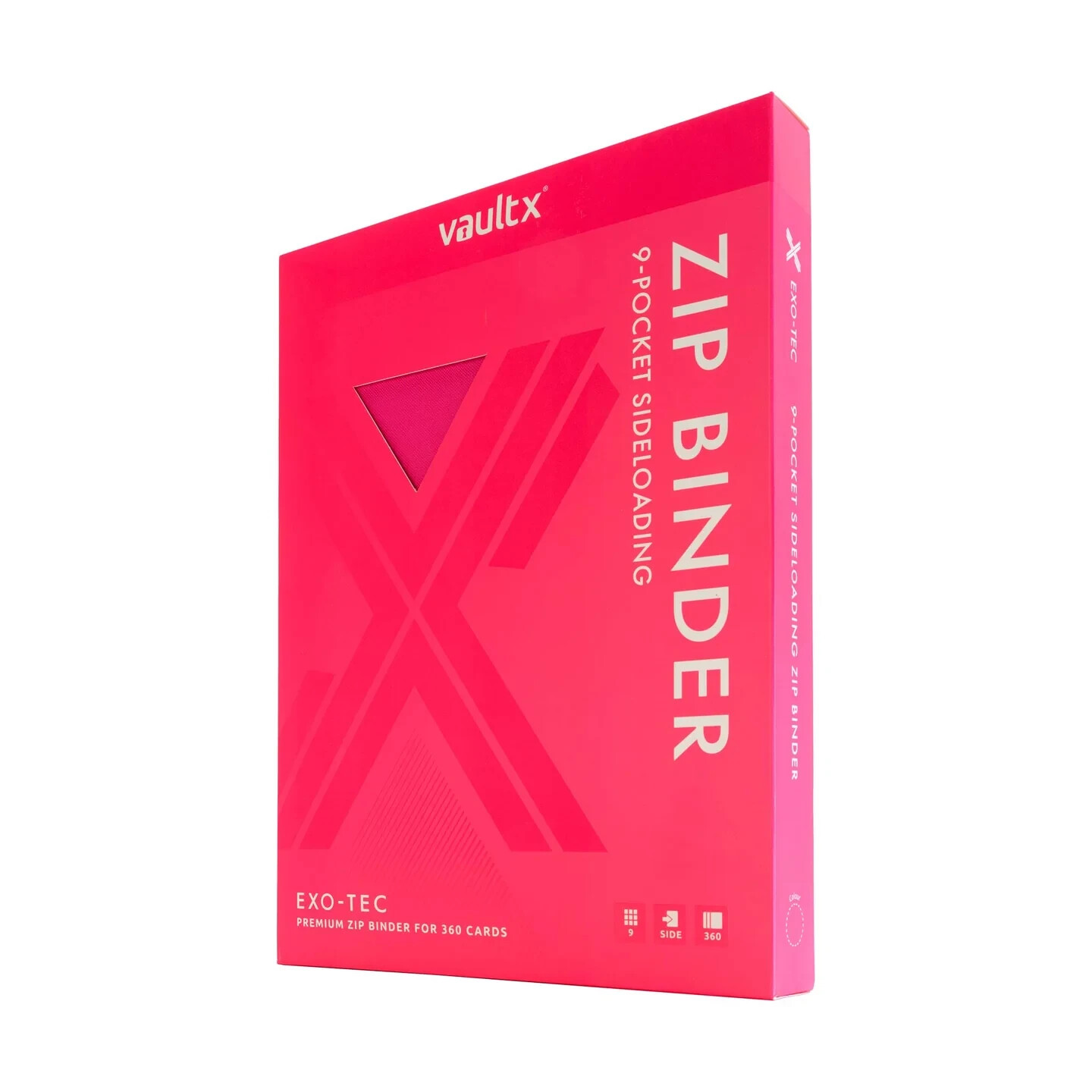 Vault X Neon Pink Exo Tec Zip Binder 9 Pocket Side Loading Holds 360 Cards TCG