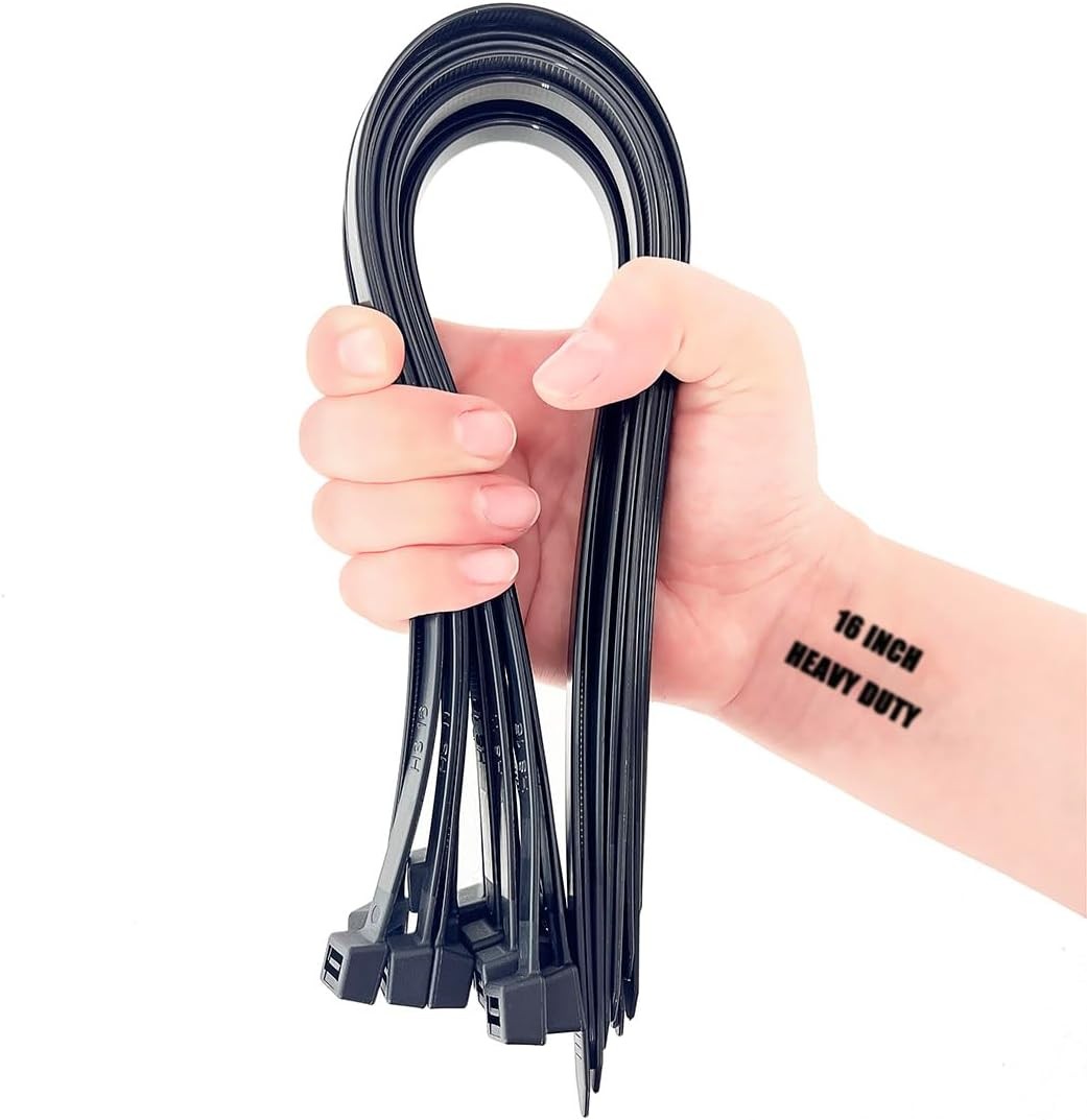 HS Large Zip Ties Extra Heavy Duty 16 Inch 200 Pounds Outdoor Use UV Proof Cable