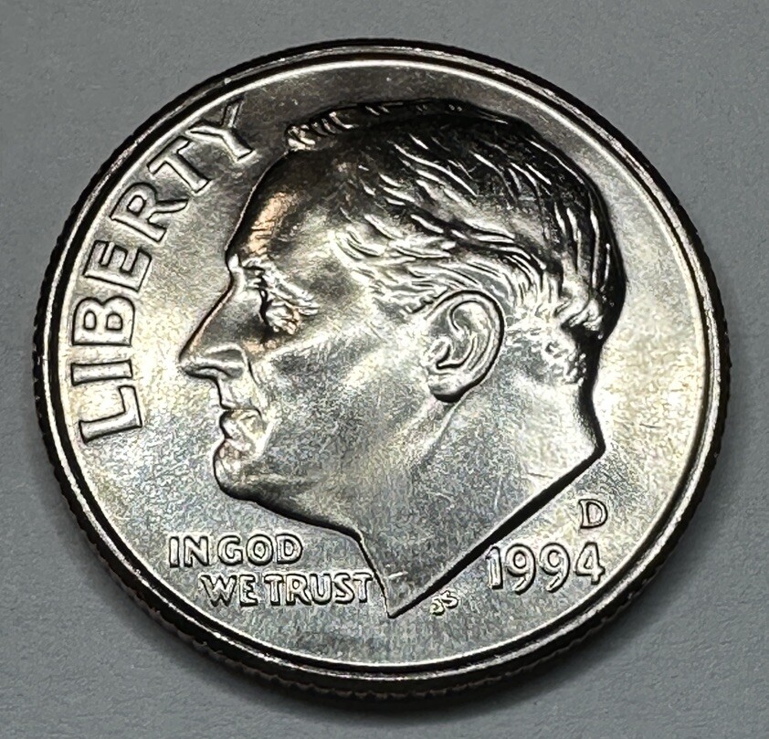 1994-D Roosevelt Dime 10cent Coin from US Mint Set. Uncirculated BU