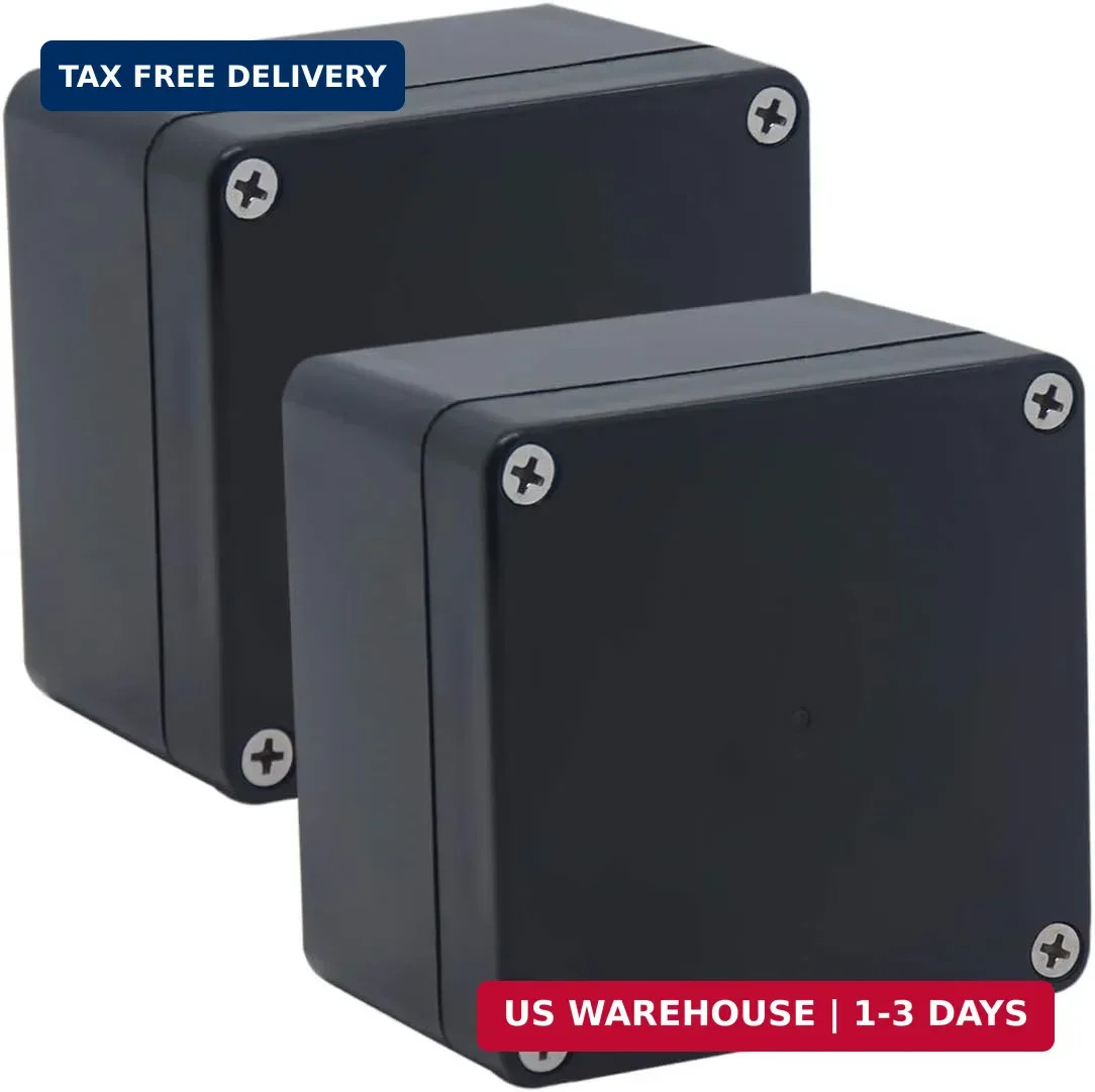 2 Pack Project Box IP65 Waterproof Junction Box ABS Plastic Black Electrical Box