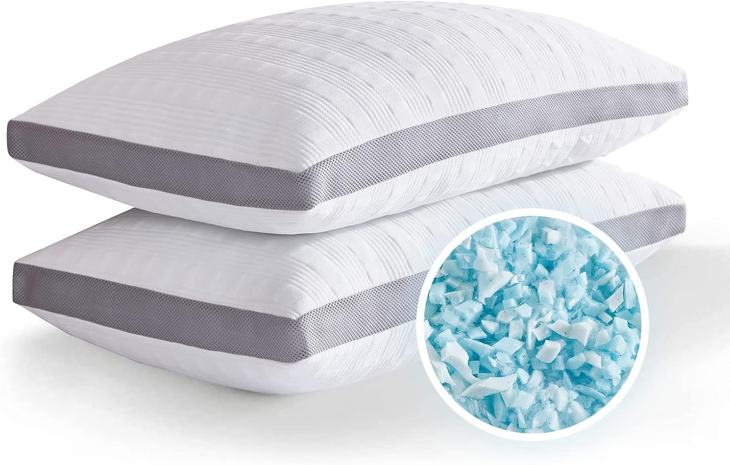 Meoflaw Cooling Shredded Memory Foam Pillows 2-Pack for Sleepers