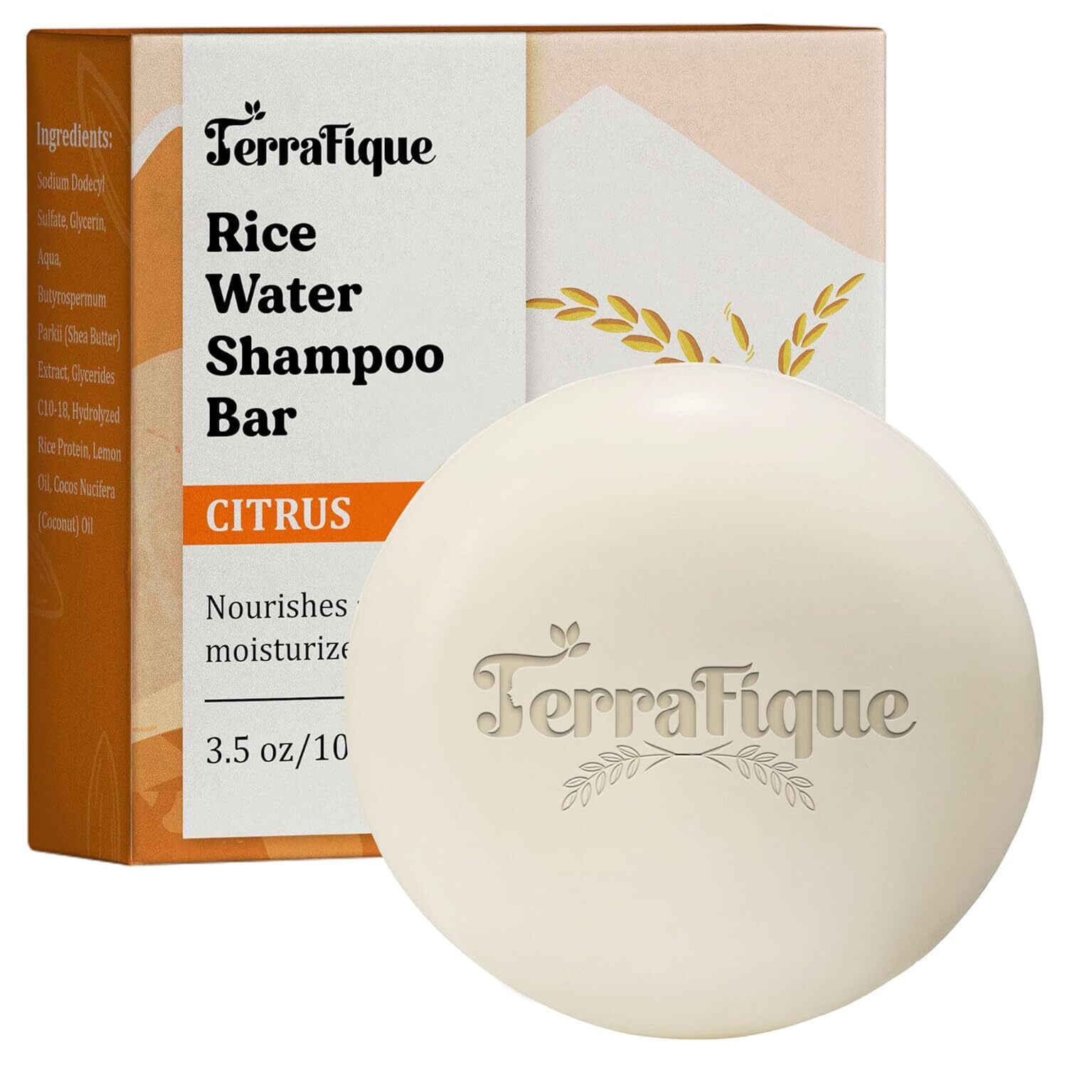 Rice Water Shampoo Bar -  Rice Shampoo Bar with Cocoa Butter - 3.5 Oz / 100 G