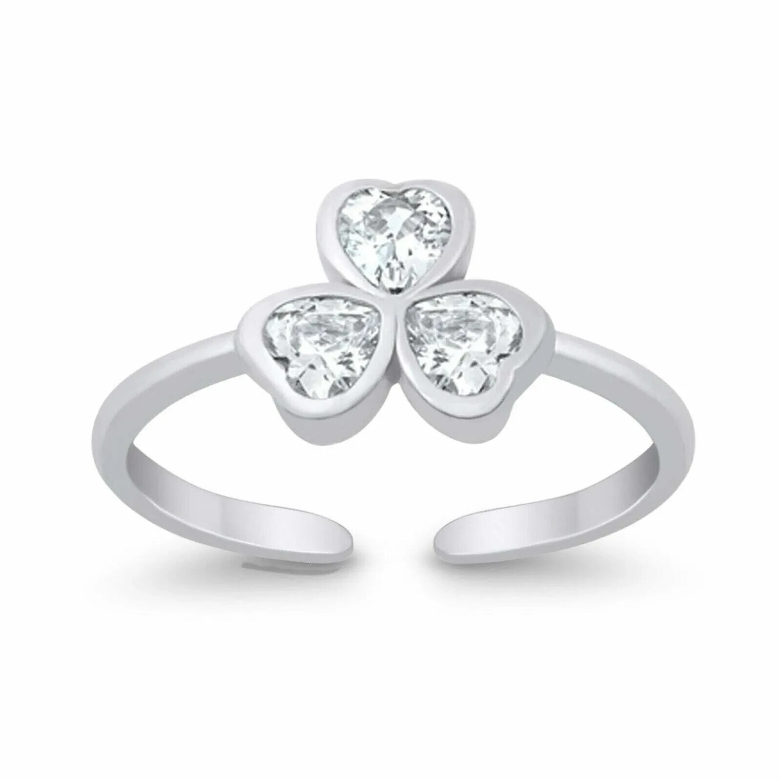 0.15Ct Heart Cut Simulated Diamond Adjustable Toe Ring 14K White Gold Plated