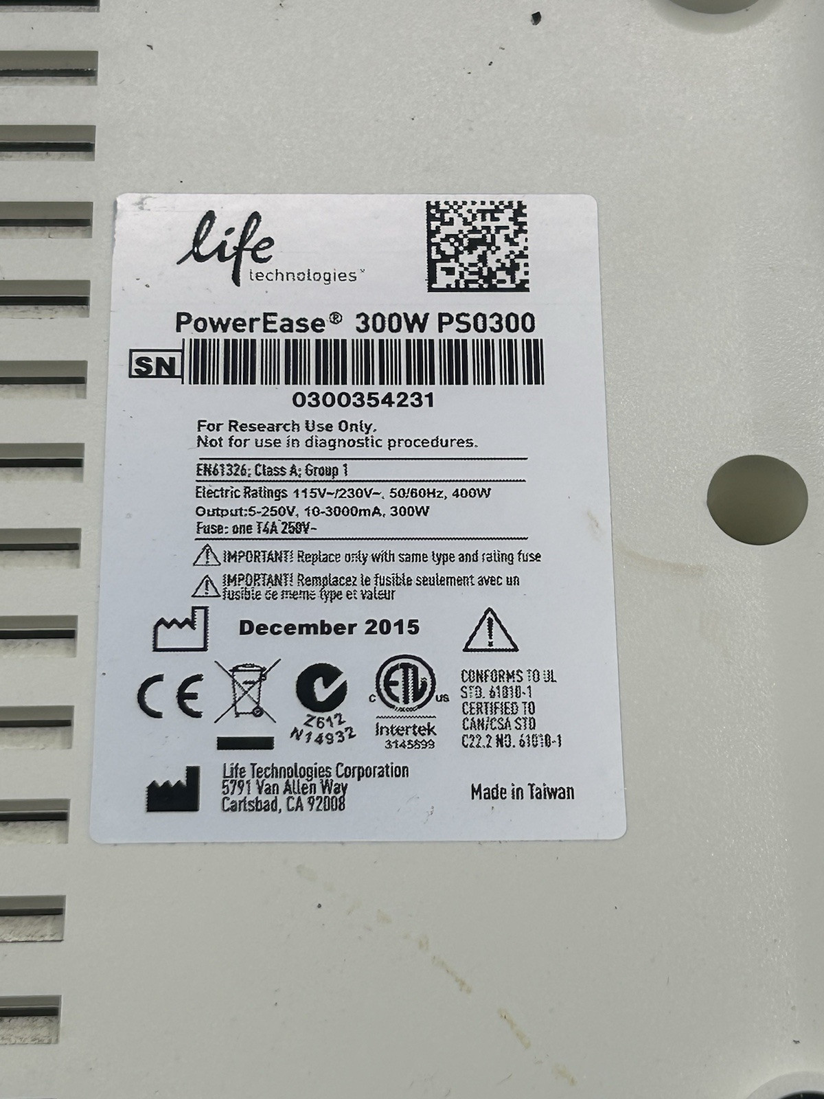 Life Technologies PowerEase 300W PS0300
