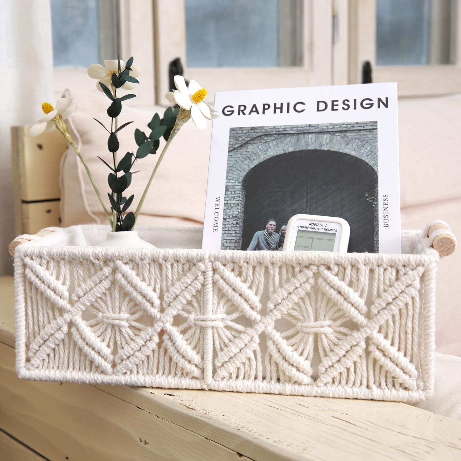 Macrame Storage Baskets Boho Decor Style Woven Storage Boxes Home Organization