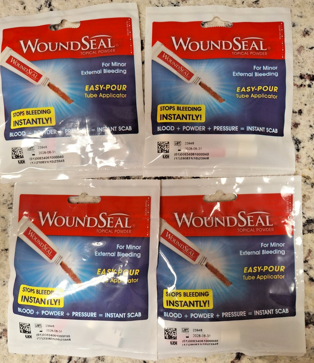 4 PACK WOUNDSEAL Topical Powder WOUND SEAL 4 Tubes (16 TUBES TOTAL)