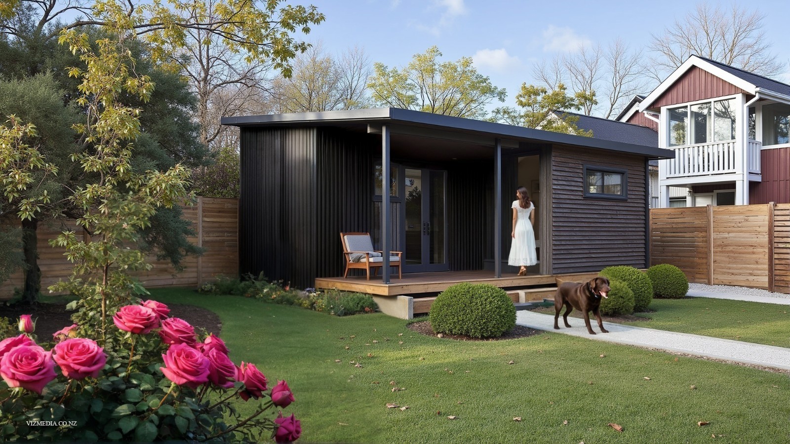 Tiny House ADU working s 2 Room Layout, (400SF) Covered Deck, PDF+ CAD File