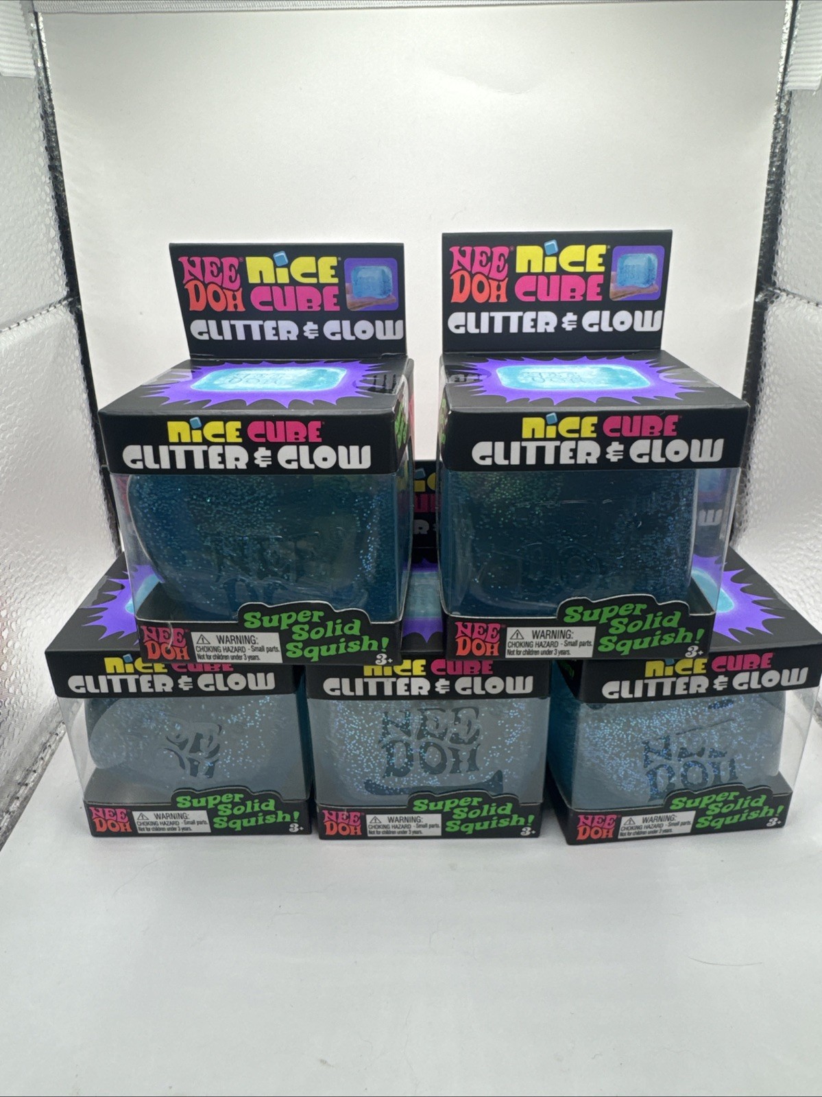 NEE DOH Nice Cube Glitter And Glow BLUE Brand New Sealed!