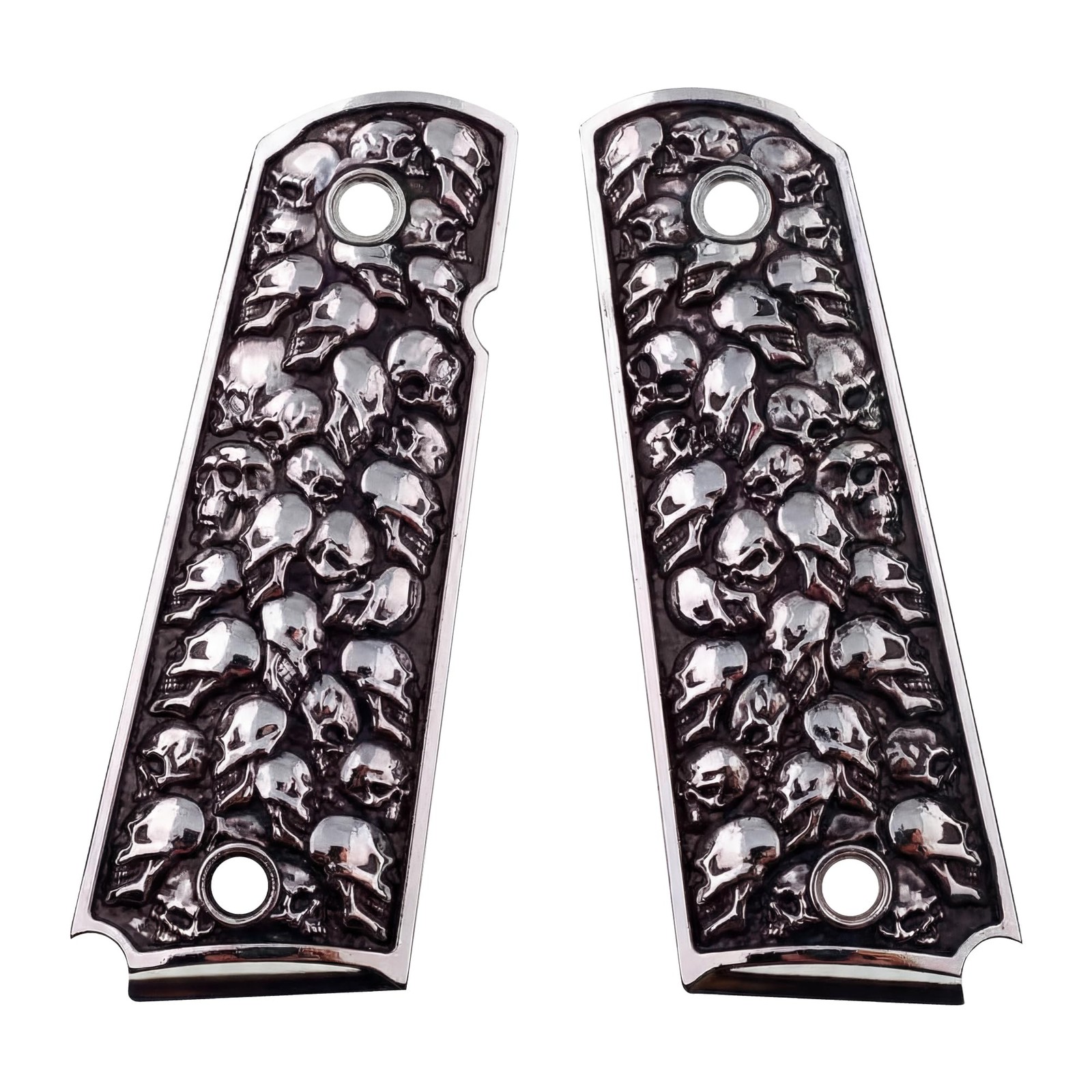 1911 Full Size Grips Pewter Aluminum Skull Design fits Kimber RIA S&W Clones