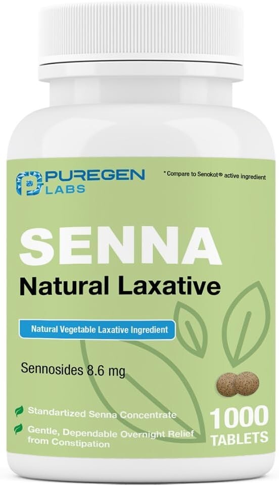 Puregen Senna Natural Vegetable Laxative 1000 Tablets Constipation Relief