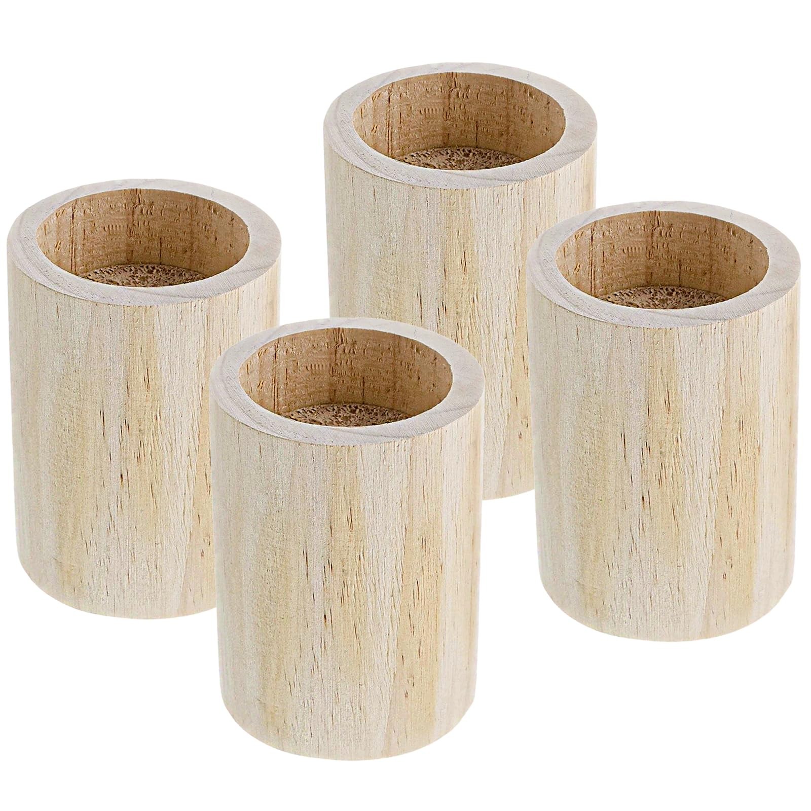 4 PCS Solid Pine Wood Furniture Feet Riser 3.85" Height Fits 2.94" Round Leg