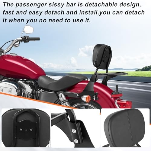 Motorcycle Passenger Low Backrest Sissy Bar with Docking Hardware Kit | Sissy
