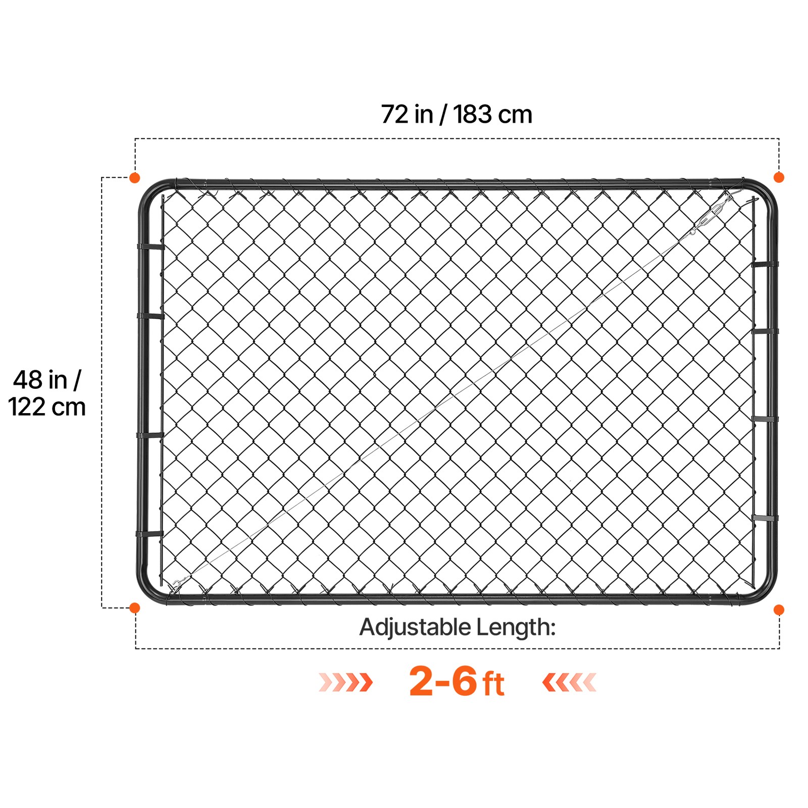 Black Chain Link Fence Gate Adjustable for 2.2-6 ft Yard Openings, Quick Install