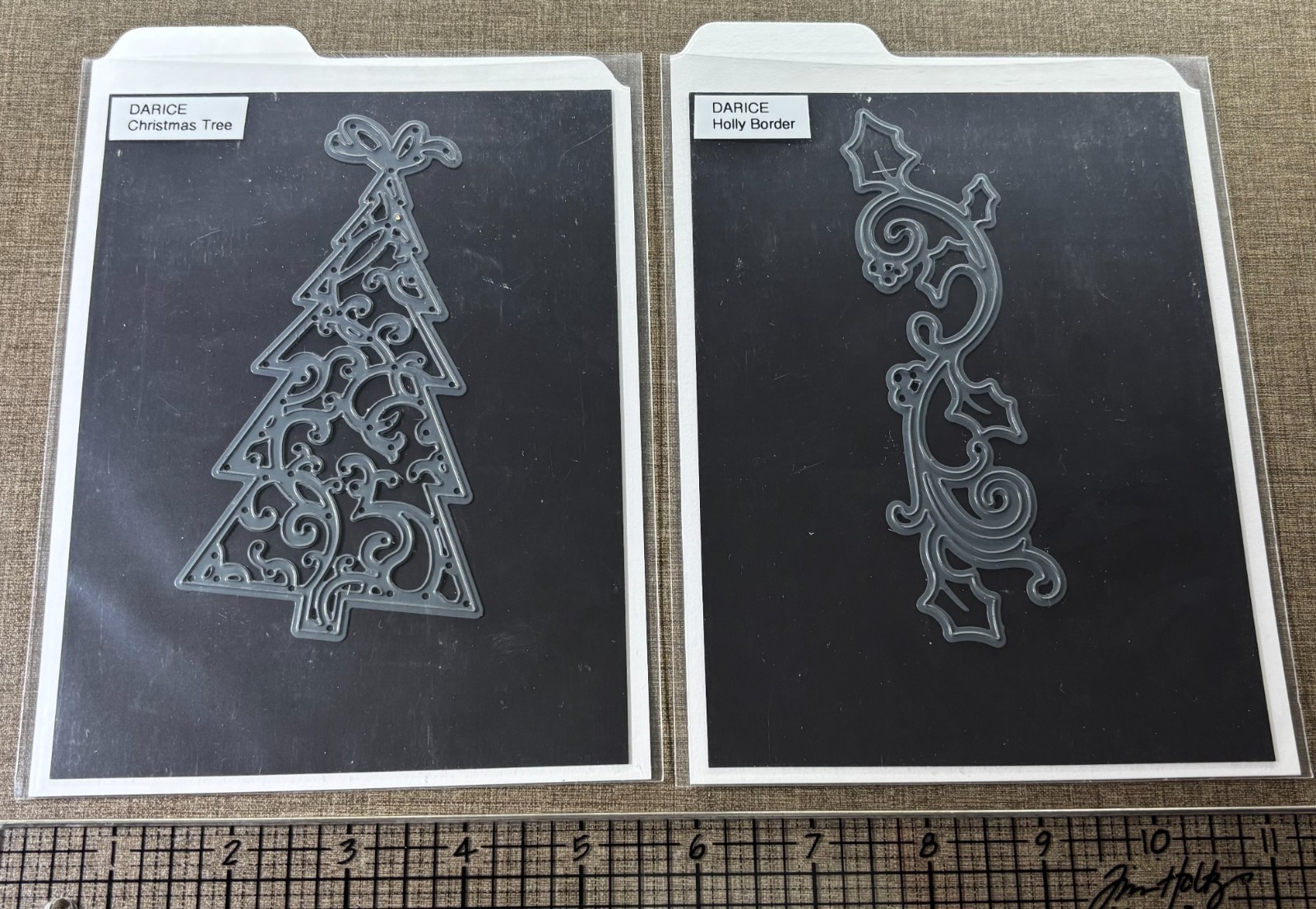 Darice Lot of 2 Dies - Christmas Tree & Holly Border