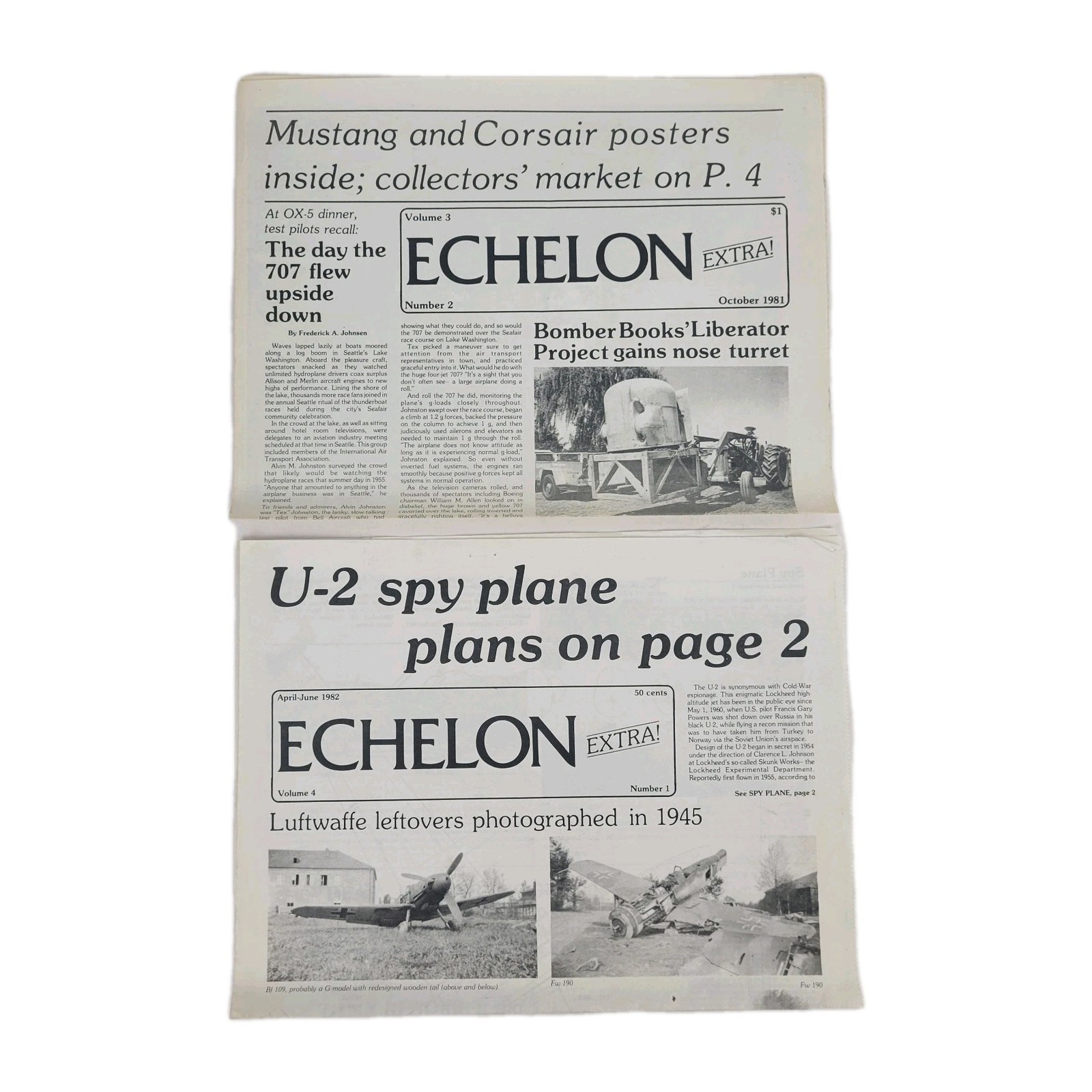 2 Vtg 80s~Military Aviation Newsletter Newspaper~Echelon Extra!~U-2 Spy Plane