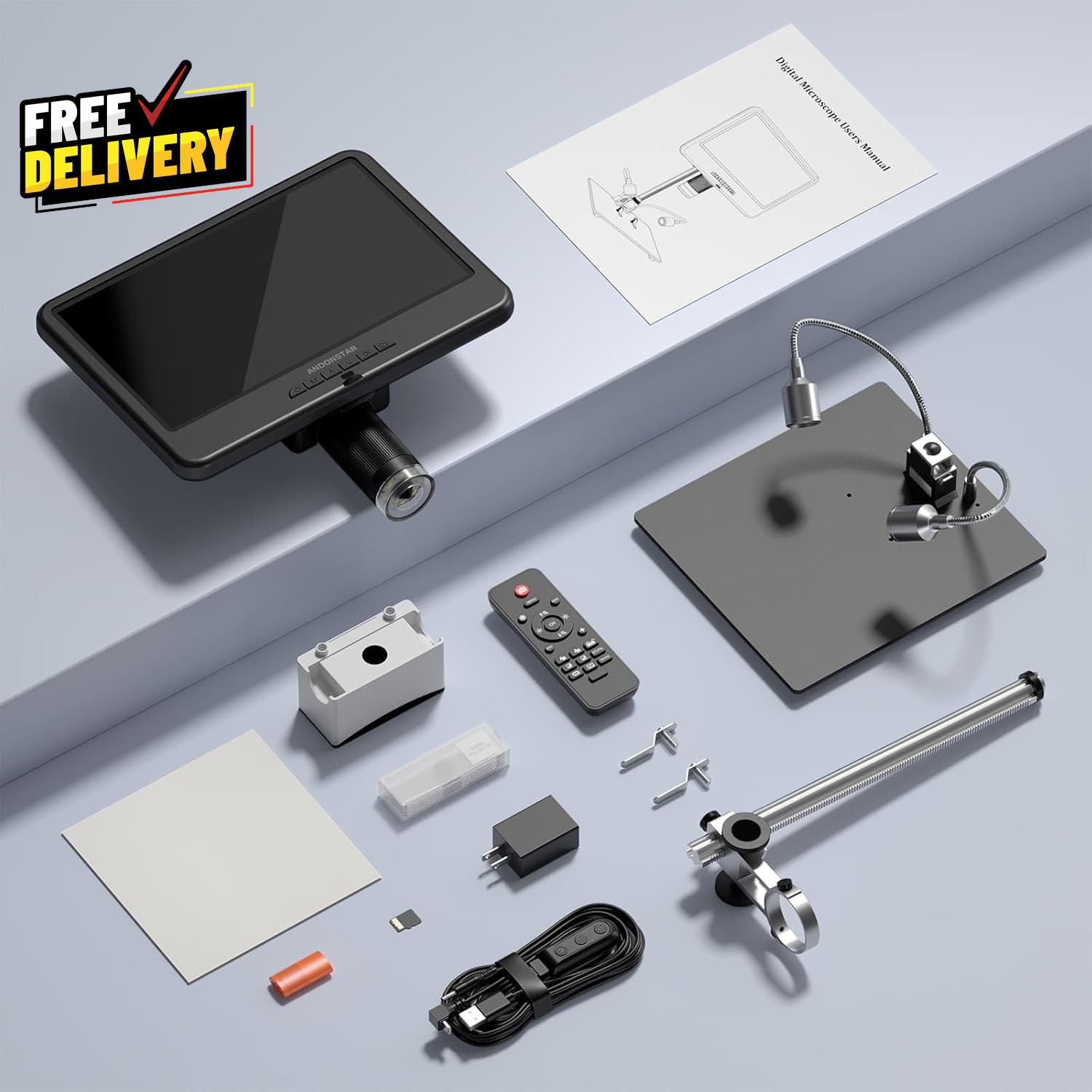 AD210 10.1" LCD Digital Microscope for Electronics Repair Coins w/ Light 32GB
