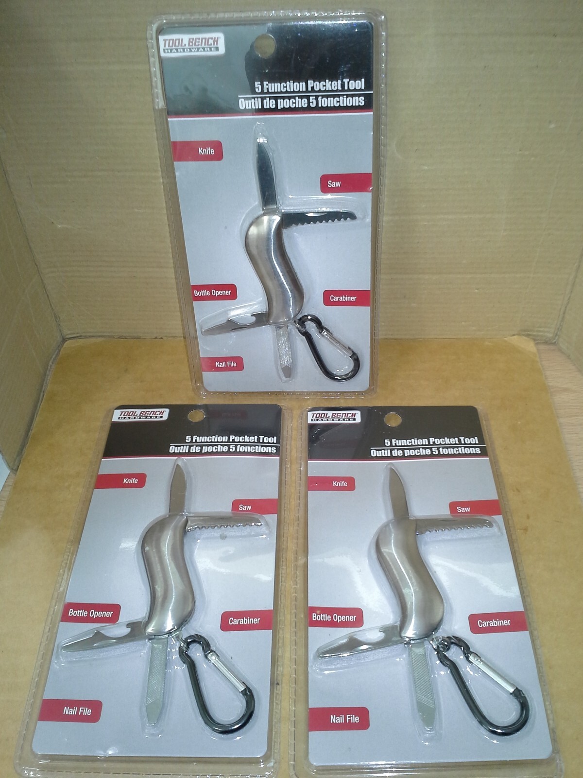 3PK. Tool Bench Hardware 5 Function Pocket Tool. New Sealed