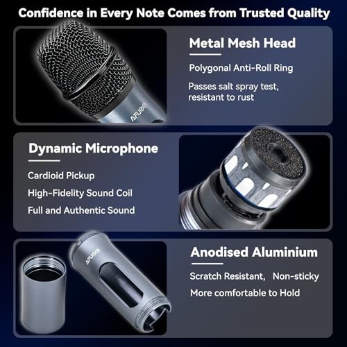 Wireless Microphone Set for Singing, Speech & Karaoke, 2.4GHz Dual-Mic