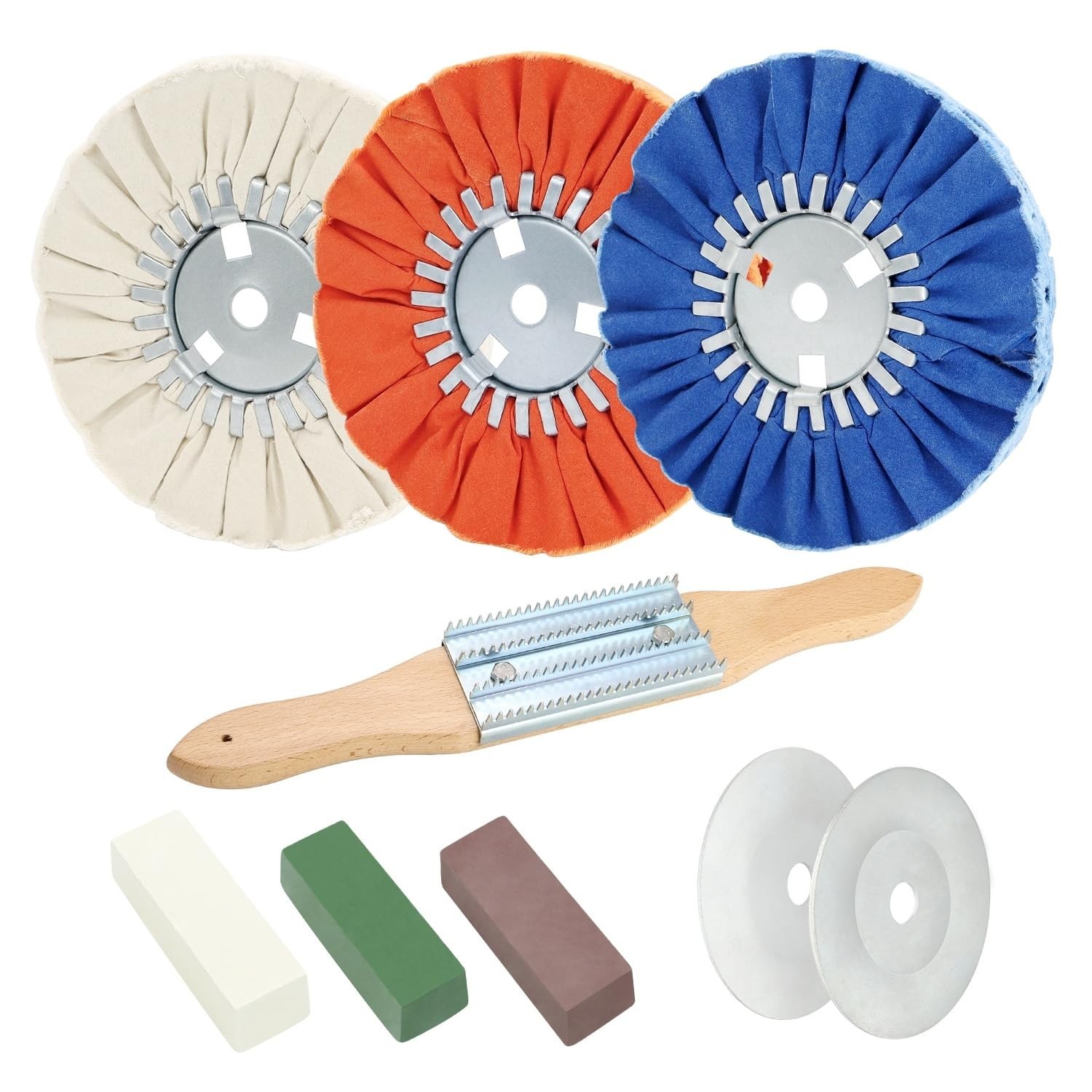 8" Airway Buffing Wheel Kit - 9 Pcs Polishing Wheels & Compound for Angle Grinde