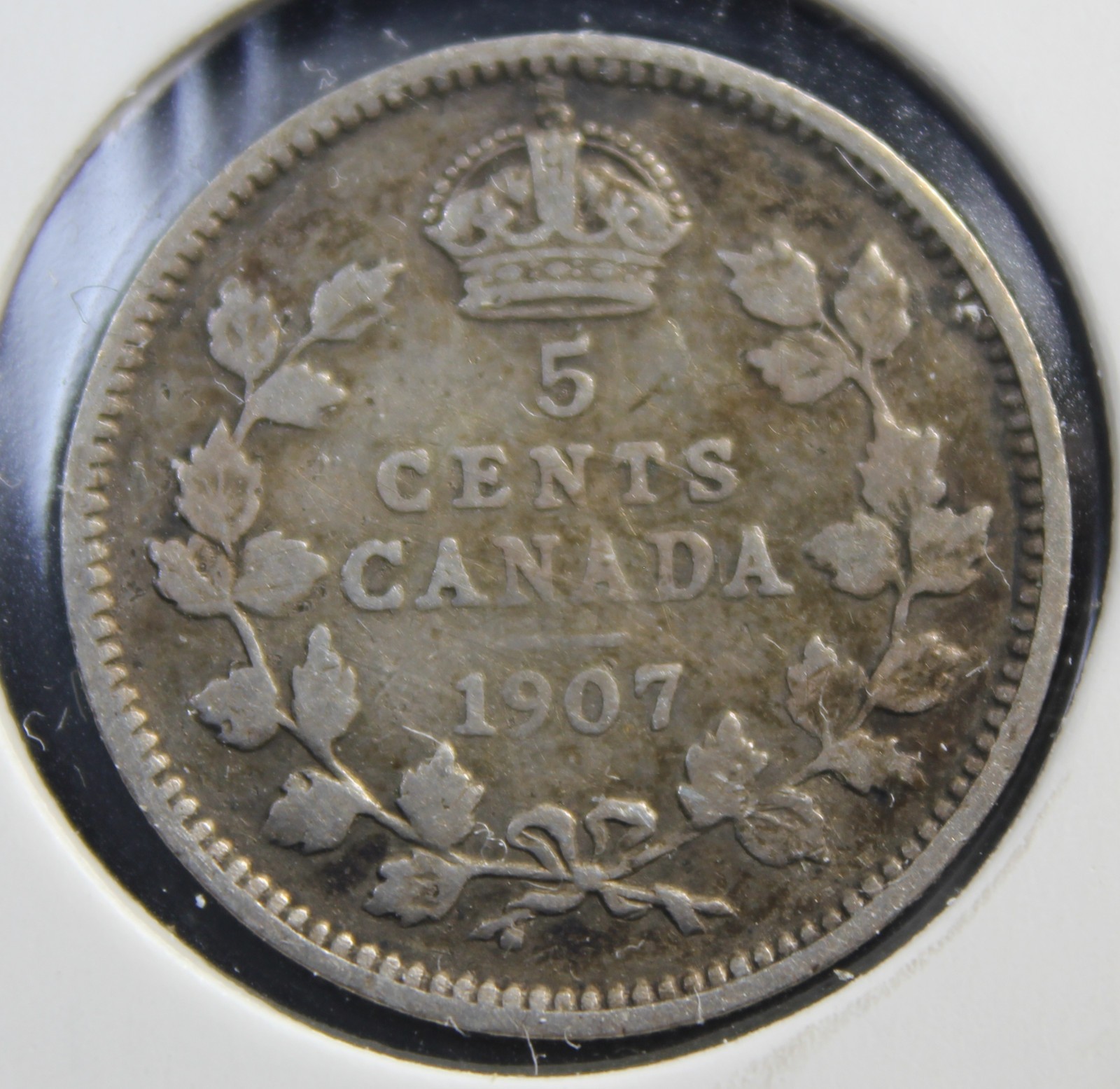 1907 Canada King Edward VII Silver 5 Cents Coin